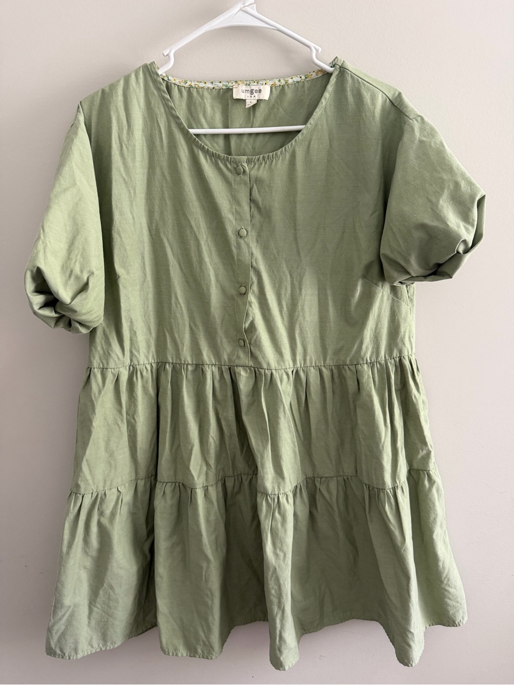 Umgee Sage Green Tiered Button-Front Tunic
